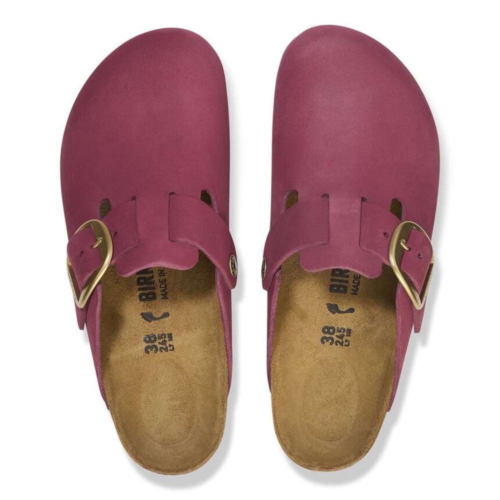 Birkenstock Berry Purple Big Buckle Nubuck Leather Clogs 39